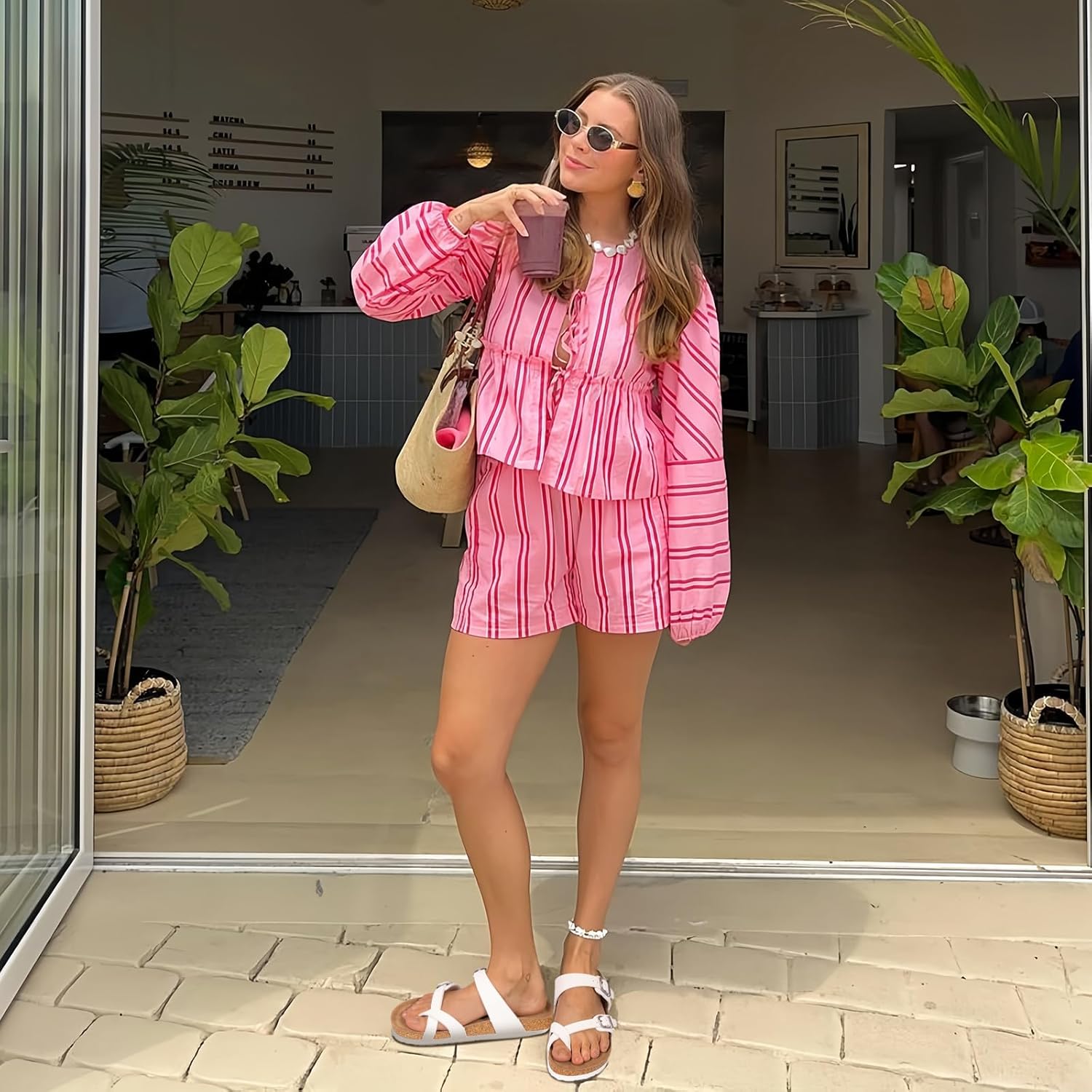 FITORY Women's Slide Sandals with Soft Cork Footbed, Comfort Arch Support Flat Sandals for Summer Size 6-11 - Image 2