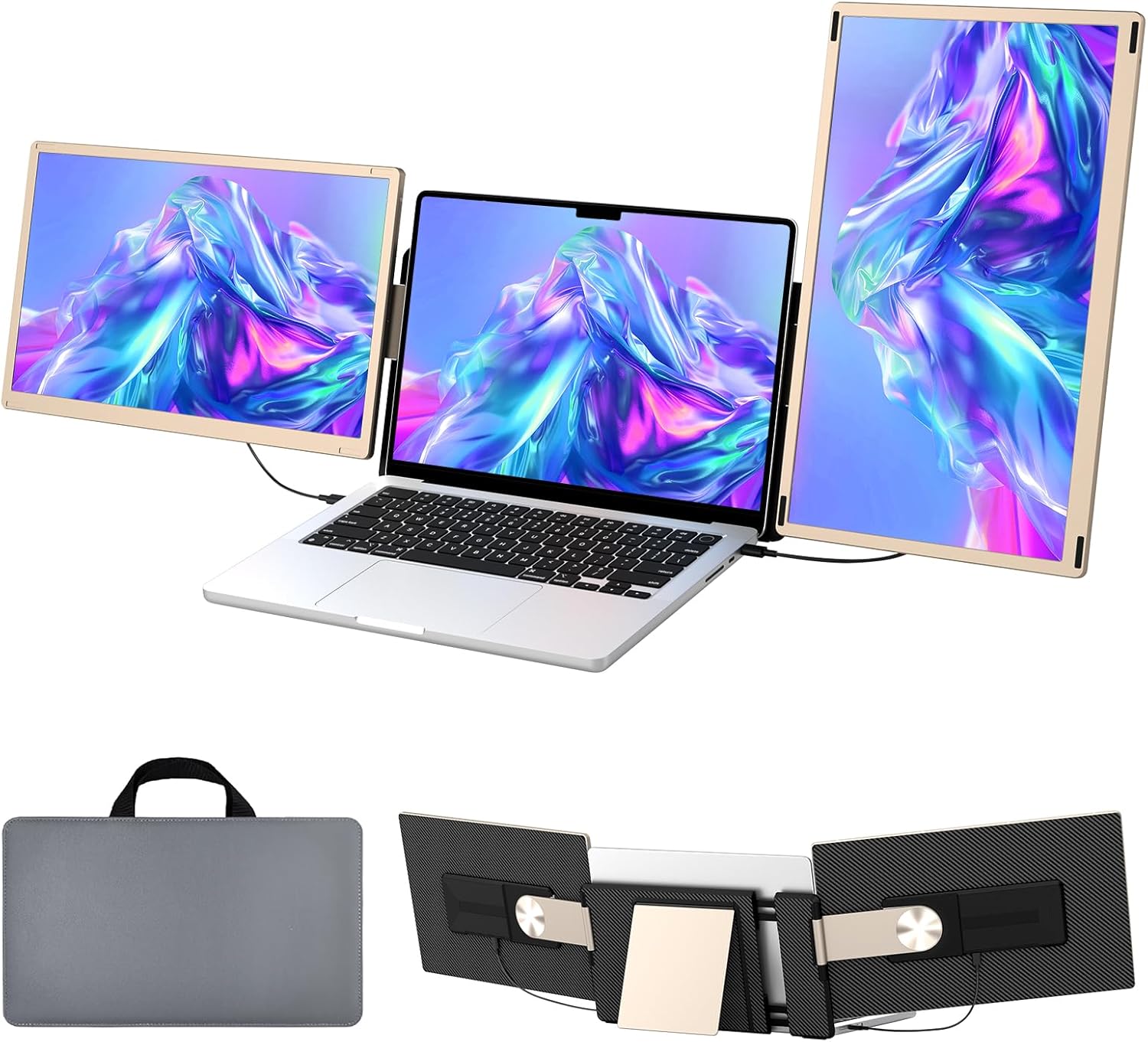 15.6″ Laptop Monitor Extender, Laptop Screen Extender HDMI//Type-C Eye Care Triple Detachable Laptop Screen Extender with Bag Stand Triple Monitor PC Tablet Windows Chrome