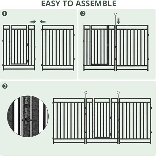 Miniatura 4 de Valla decorativa de metal para perros al aire libre, 40 pulgadas de alto x 36 pies de largo, 14 paneles + 2 puertas, barrera de animales de jardín