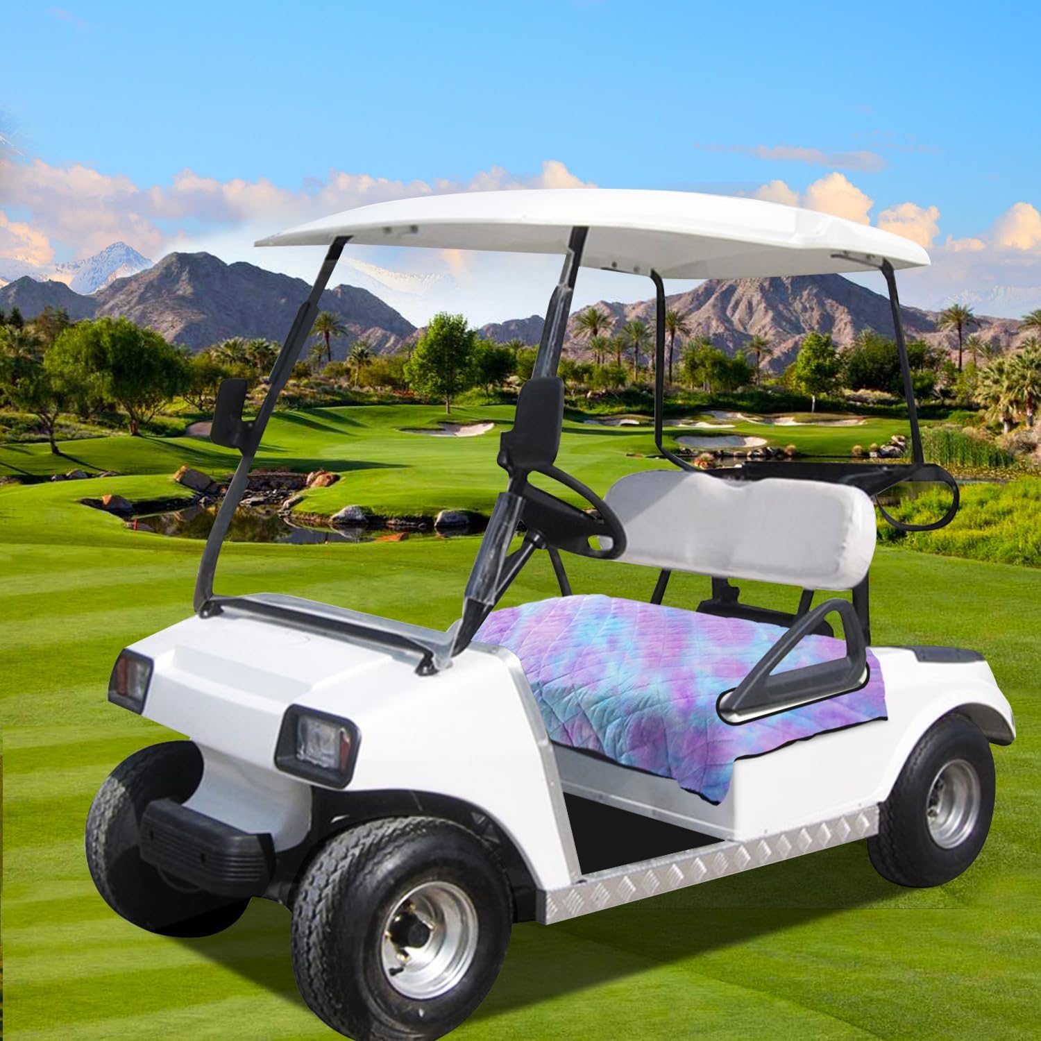 YOKYHOM Golf Cart Seat Covers for 2 & 4 Passenger Carts, Thick Short Plush with Non-Slip Backing, Ultra Soft Seat Towel Blanket, Fits EZGO, Club Car, Yamaha, 51"x30.5", Blue Purple - Image 7