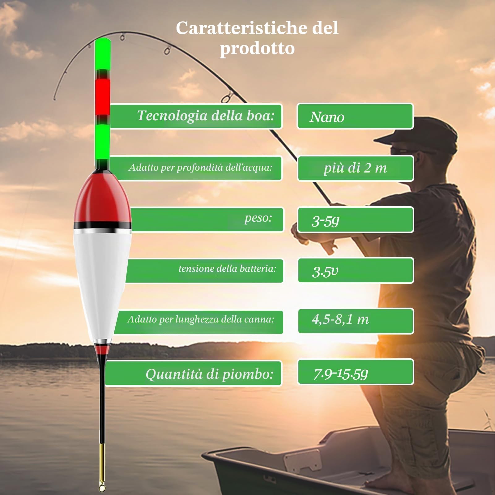 DONGZQAN Set da 3 galleggianti LED per Pesca con Indicatore di Azione, Galleggianti Luminosi LED, Set di Accessori da Pesca con Indicatore di Azione, Galleggianti da Pesca, Set di Galleggianti da