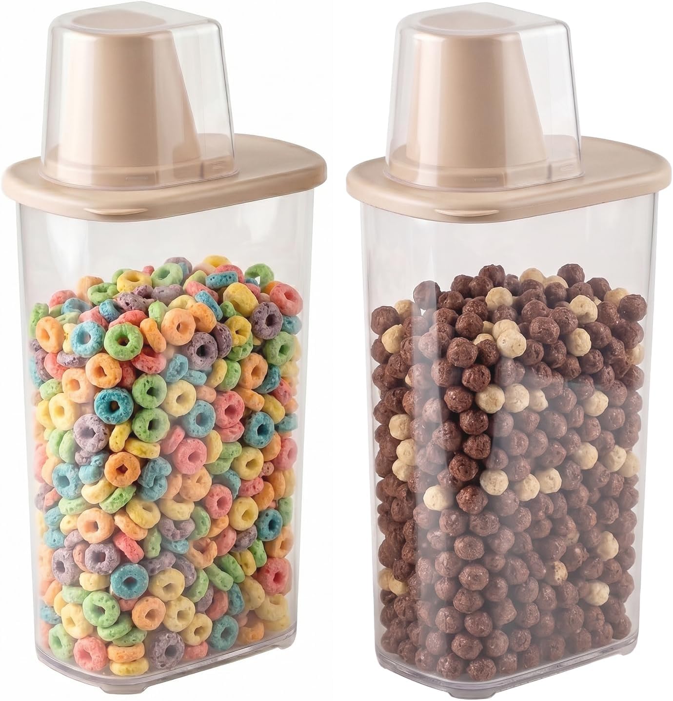 carrotez 2 Pack 6.3 Cup Cereal Storage Containers with Measuring Lid, BPA-Free Food Storage for Rice, Grains & Snacks, Slim Refrigerator Door Design, Microwave, Dishwasher & Freezer Safe - 1.5L