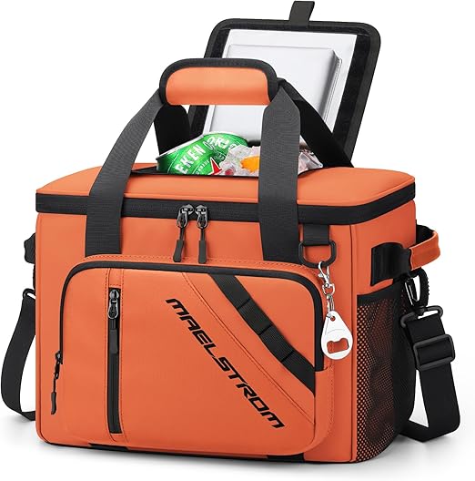 Maelstrom Cooler Bag, 30 Cans Beach Cooler, Large Leakproof Insulated Soft Cooler with Bottle Opener, Ice Chest, Portable Collapsible Cooler for Travel, Camping, Shopping