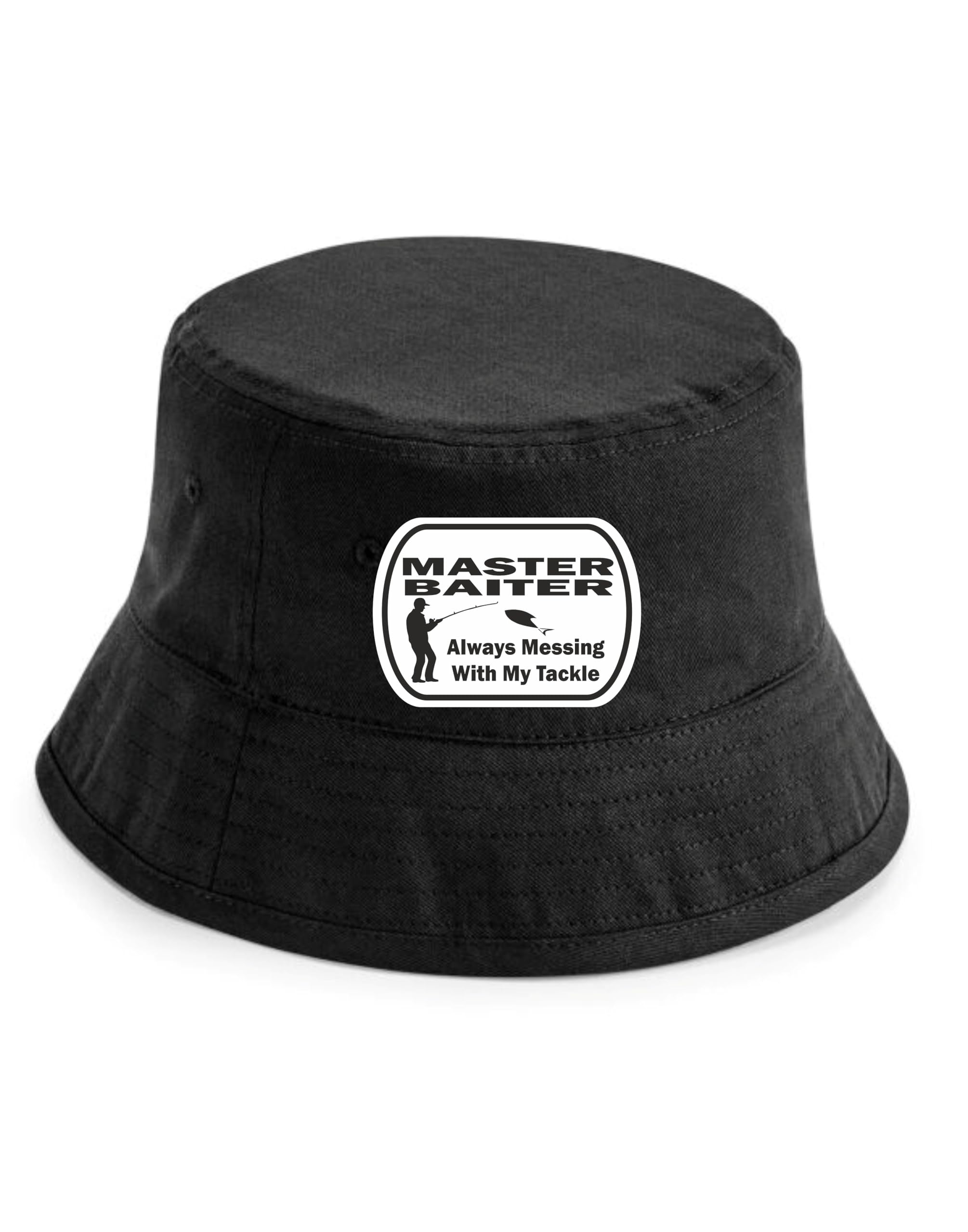 Print4U Master Baiter Bucket Hat Fishermans Fishing Gift for Men & Women Black LXL