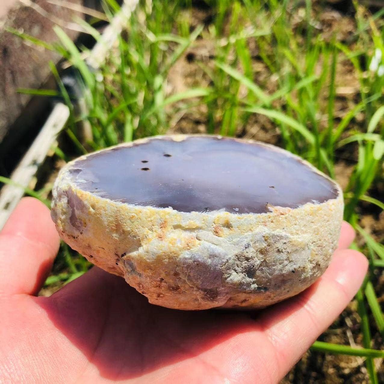 Rare Natural Enhydro Moving Bubble Agate Crystal Stone for Healing 1PC (670-730g)