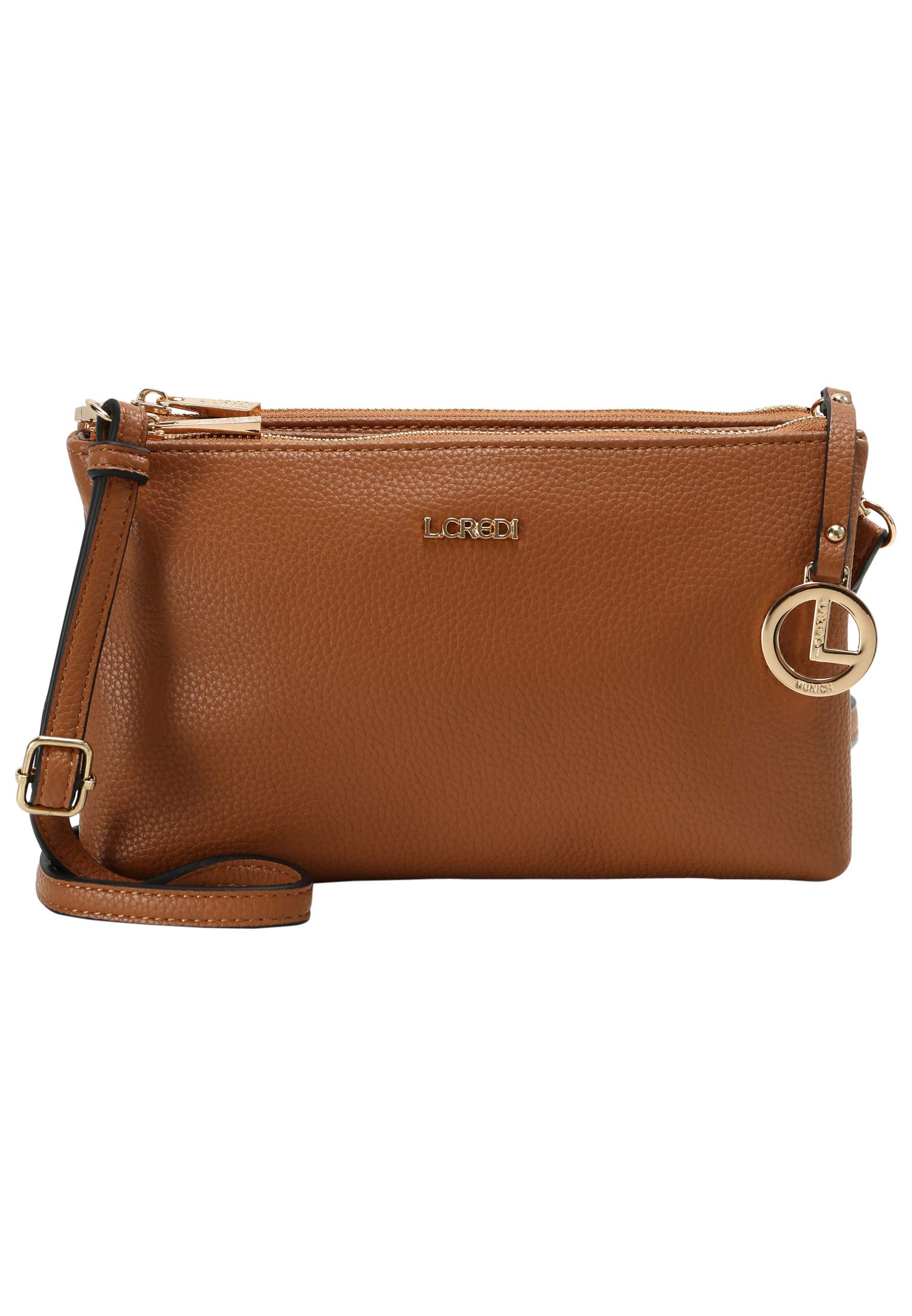 L.CREDI Women Ella Handbag, Cognac, Standard