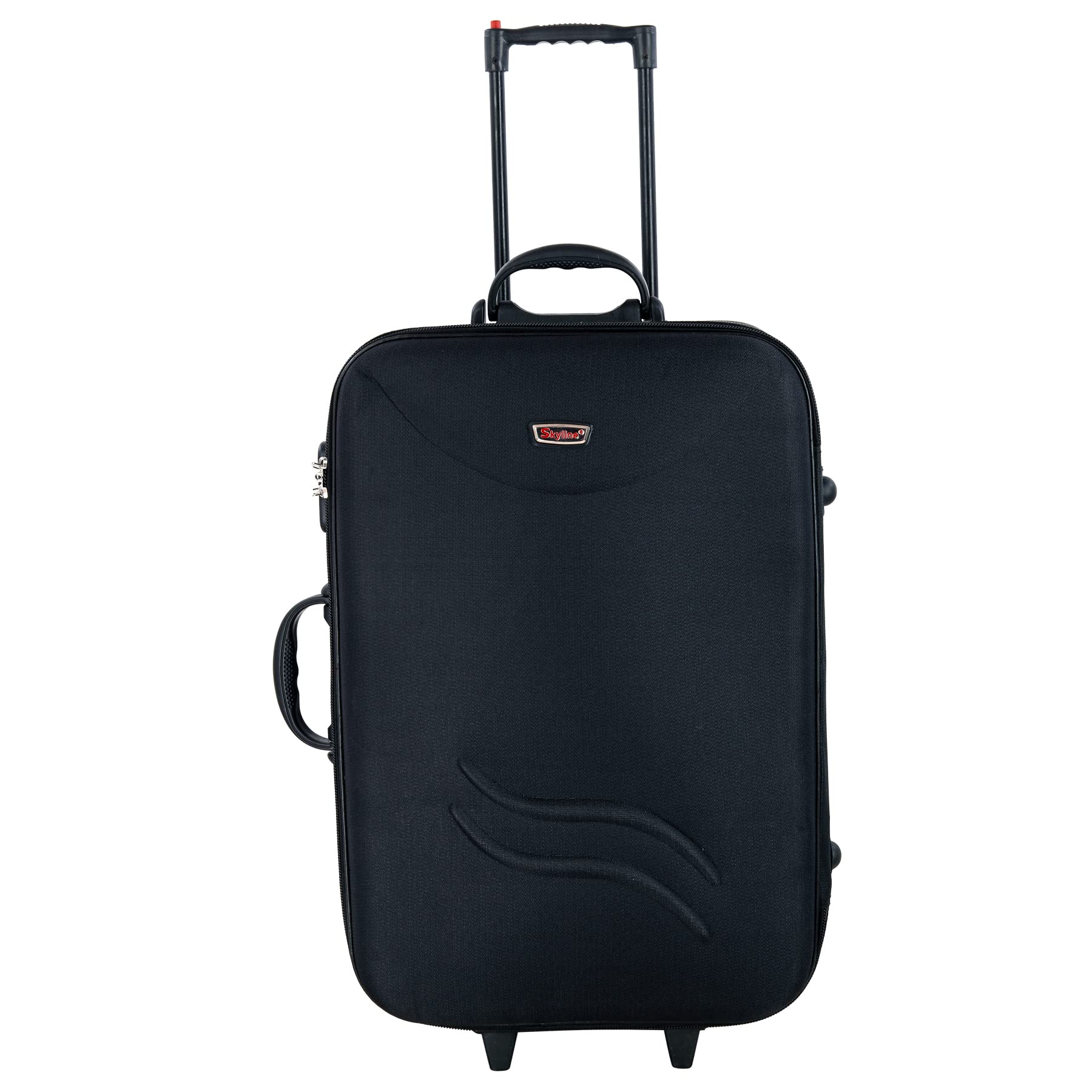 20 Inch Polyester Lightweight Trolley Travel Bag/Suitcase Bag with Wheels for Men and Women-Number Lock Available (Black)-image-16
