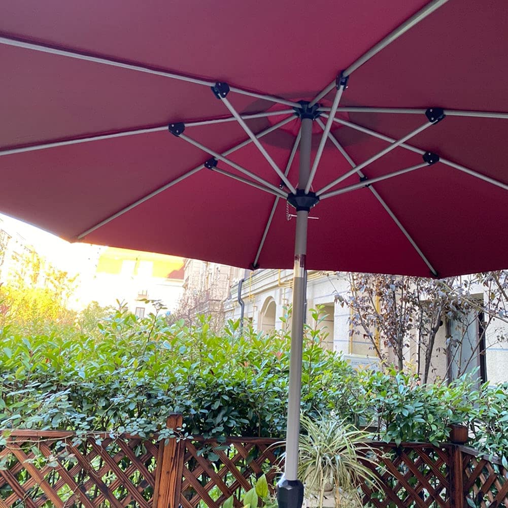 Parasol ogrodowy,Duży parasol tarasowy 10 stóp/3 m, parasol handlowy z korbą i pochyleniem, wodoodporny/ochrona przed promieniowaniem UV/okrągły baldachim/8 żeber, bez podstawy, wino czerwon