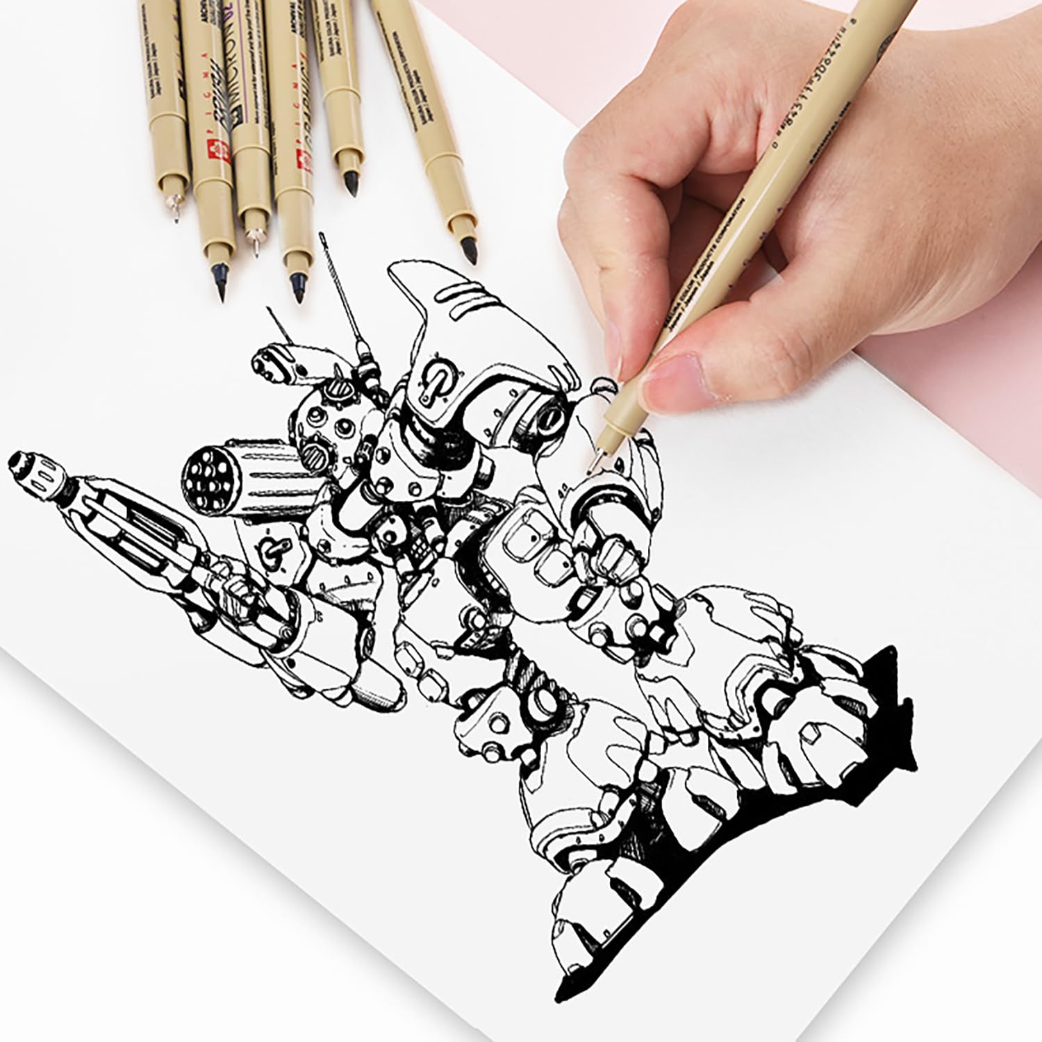 Penne da disegno Pigment Liner Nero Punta Fine impermeabile 12 Pezzi