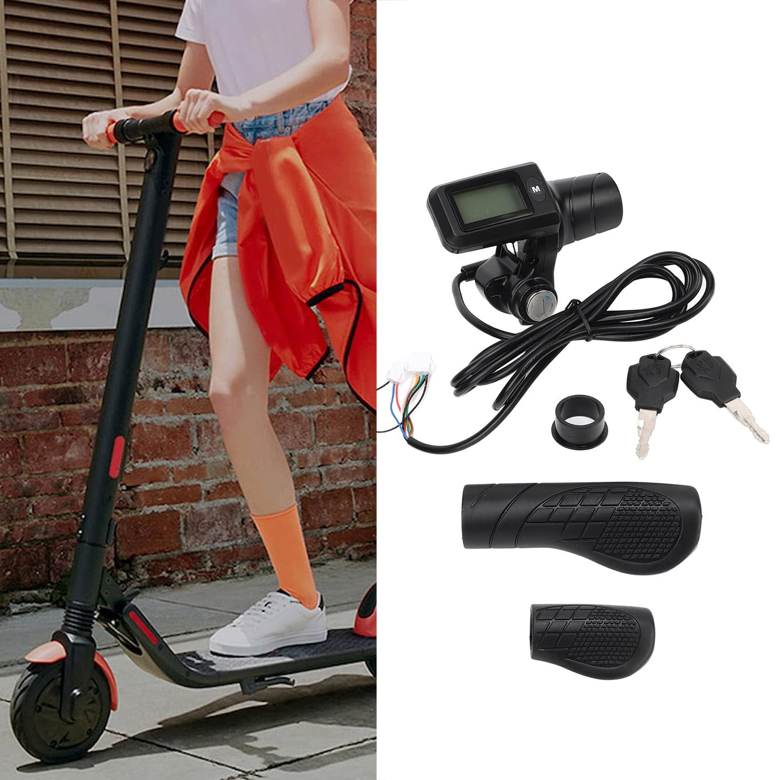 Ensemble de Poignée D'accélérateur de Vélo électrique, Ensemble de Poignée D'accélérateur de Panneau D'affichage LCD Poignée D'accélérateur de Scooter D' pour Les Guidons de
