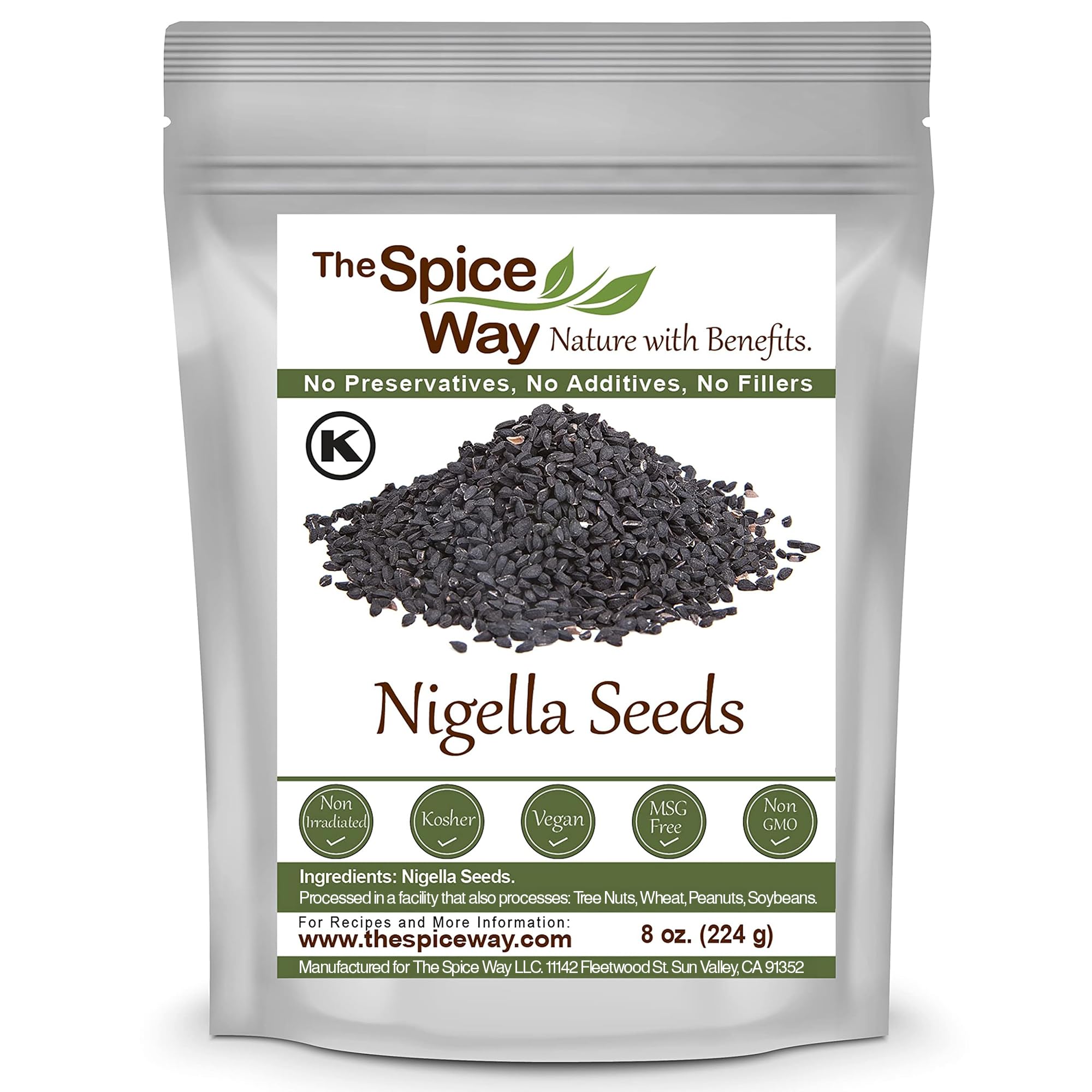 The Spice Way - Pure Nigella Seeds no preservatives, non GMO, no salt, just the black seed of the nigella (nigala) 8 oz