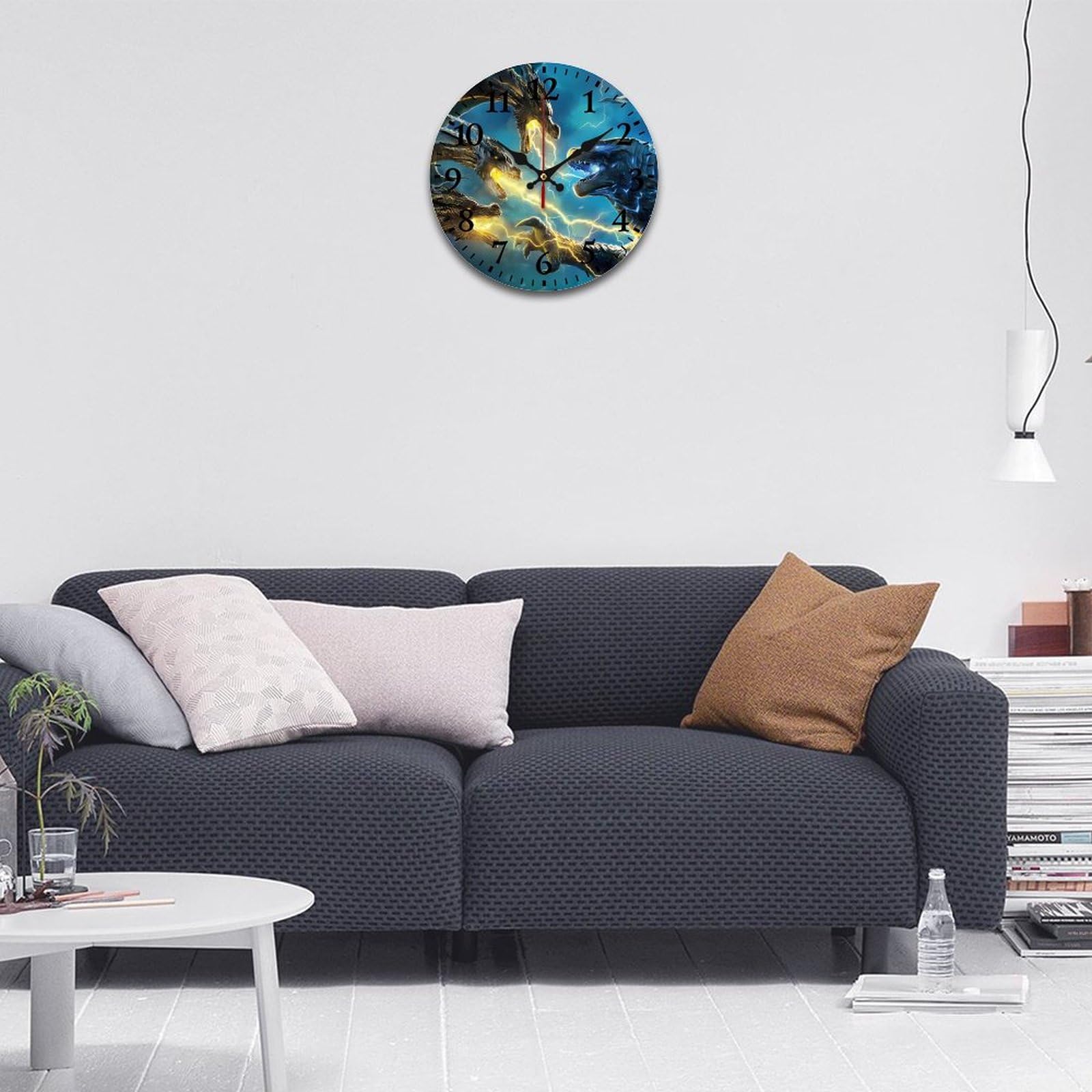 Amazon.co.jp: ゴジラ 掛け時計 PVC壁掛け時計 静音 連続秒針 壁掛け