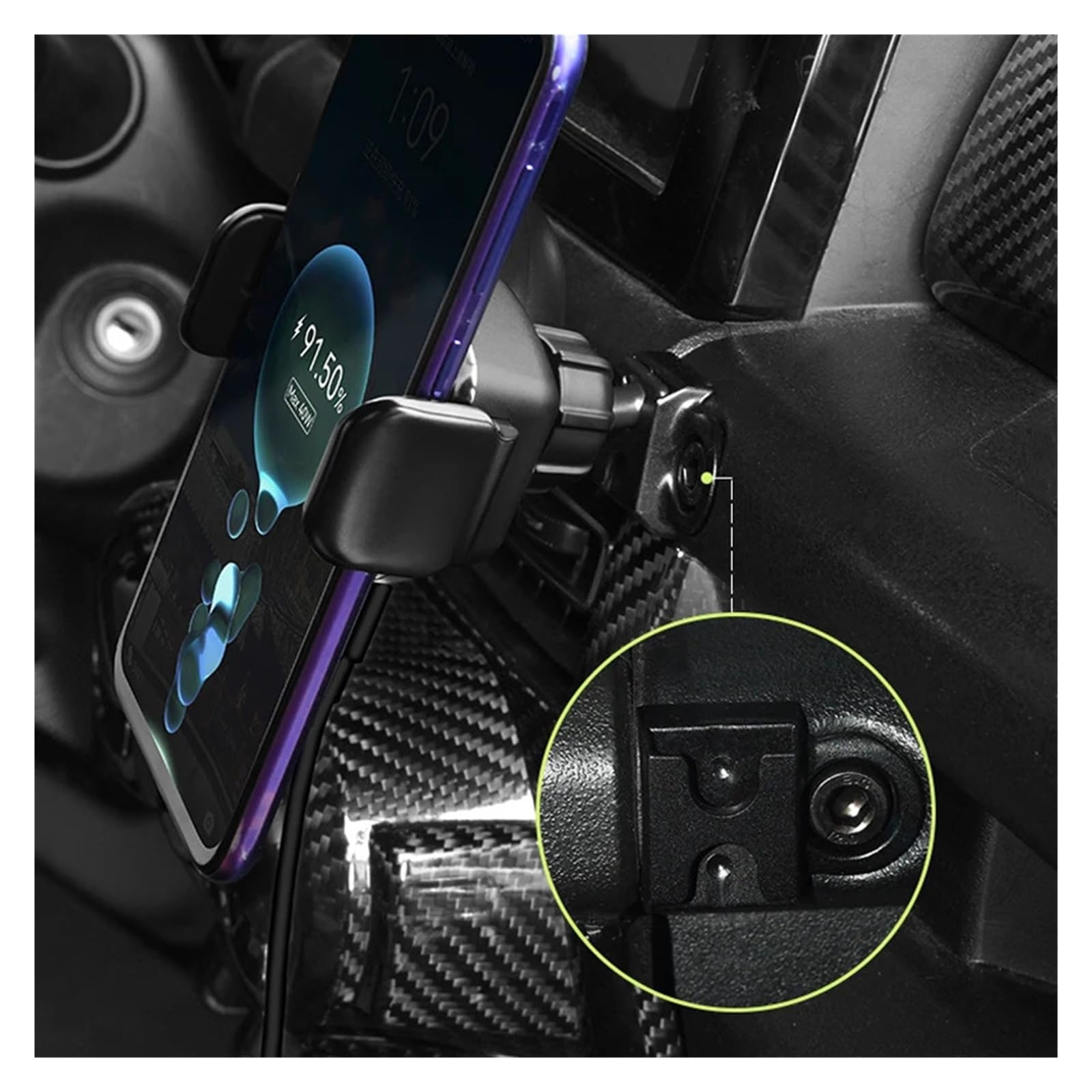 Shuogoufeng store Szybka bezprzewodowa ładowarka samochodowa magnetyczny uchwyt na telefon automatyczny czujnik grawitacyjny stojak na telefon kompatybilny z Jimny JB64 JB74 2022 (ładowanie