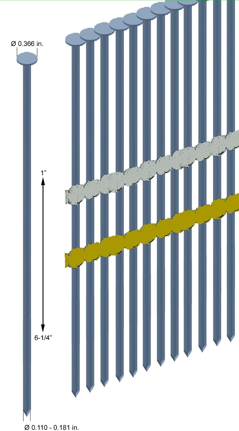 6XA-RK90 2-Inch to 3-1/2-Inch x 22 Degree Full Round Head Plastic Strip Framing Nailer