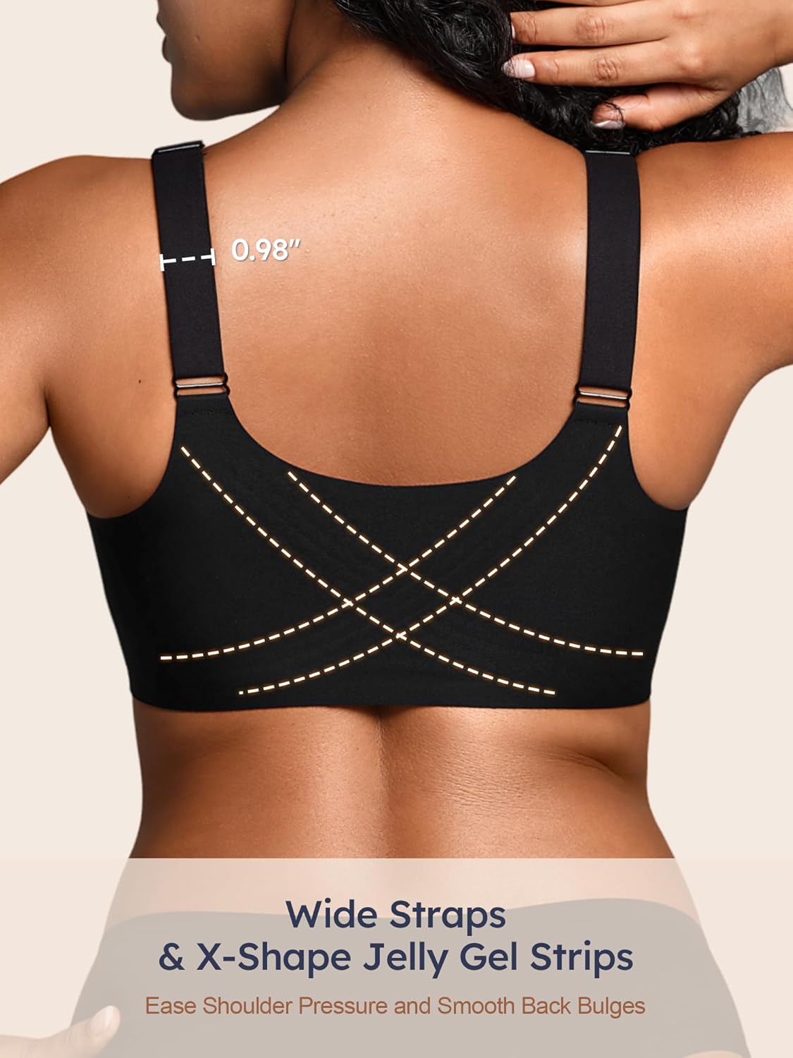 Front Closure Bras for Women - M-4XL - Wireless Jelly Bra with 2 Hook & Eyes No Underwire Seamless Tshirt Bralettes - Image 3