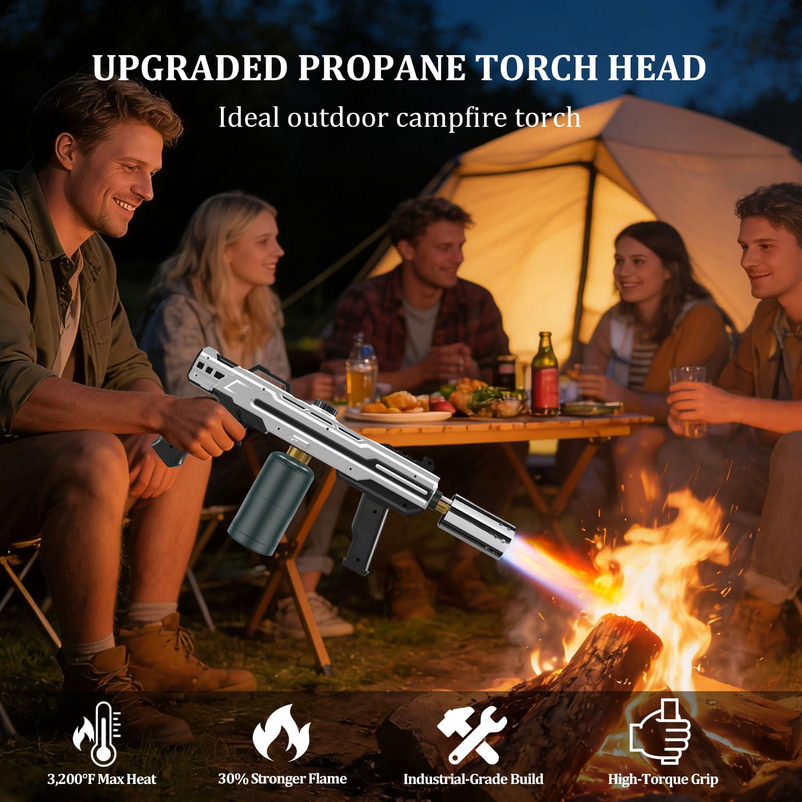 XIEEAOZEE Potente pistola de propano, antorcha de cocina con llama ajustable, lanzallamas de cocina, quemador de gas, kits de soldadura para parrilla, barbacoa, fogata, camping (tanque de propano no