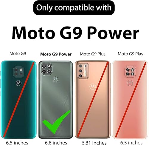 Miniatura 2 de Funda protectora para Motorola Moto G9 Power con protector de pantalla integrado, soporte giratorio con clip para cinturón, funda protectora de