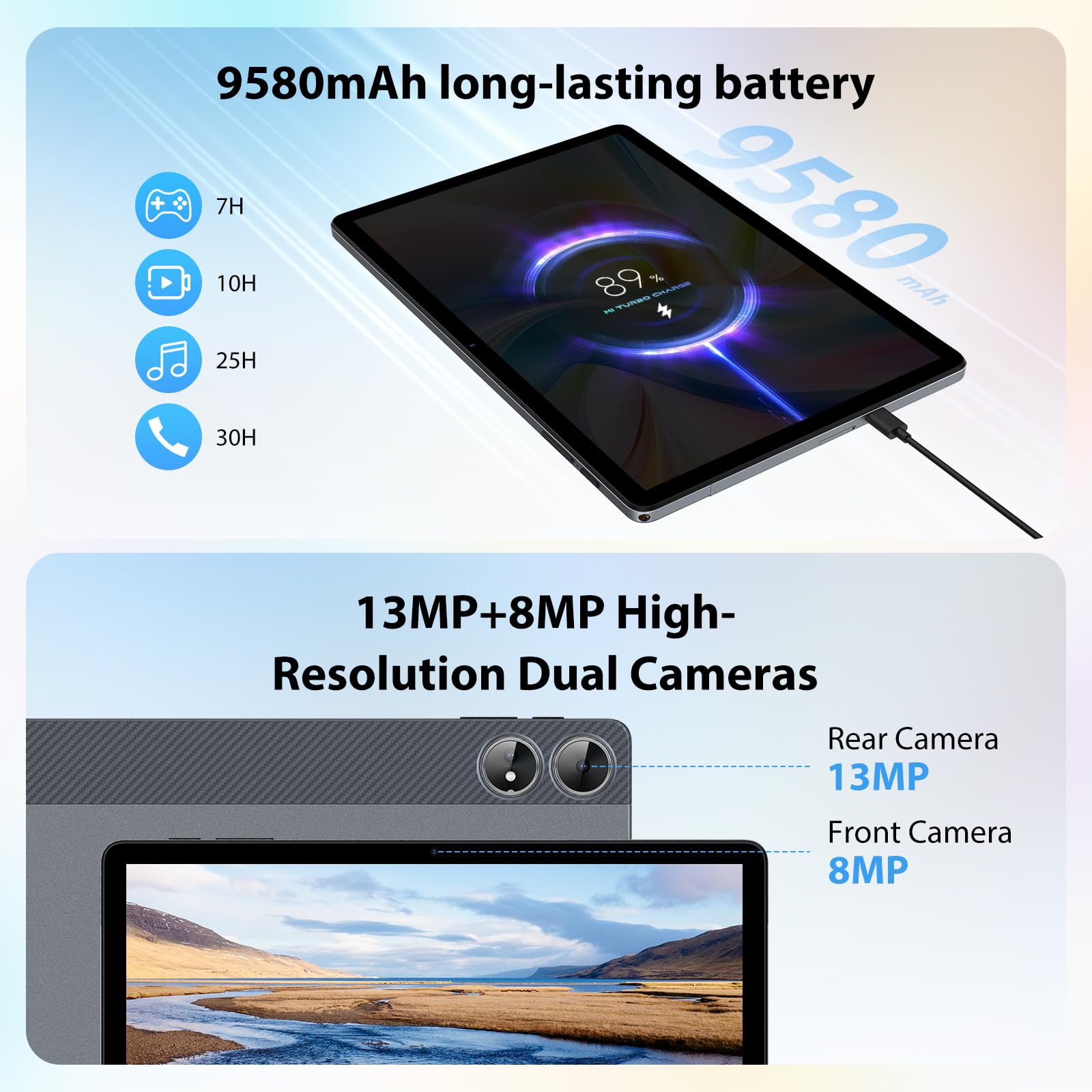 2025 2K Tablet 11 Pollici con Android 15, 36GB RAM+512GB ROM, 4G SIM LTE+5G WiFi, 2000 * 1200, Octa Core, 13MP+8MP, WidevineL1/9580mAh/BT5.0/OTG/GPS-Tablet in offerta con tastiera(Grigio)