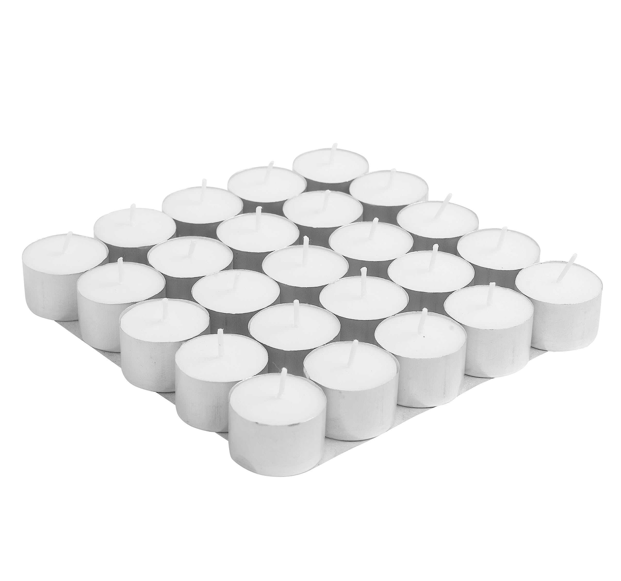 Welburn Veda&Co® Wax Unscented Tealight Candles Pack of 25 for Diwali Decoration | 8 Hours Burning Time | Smokeless | Candles for Home Decor, Offices& Special Occasions