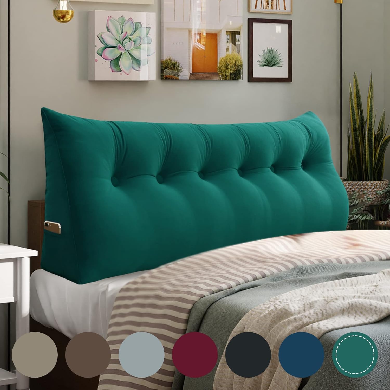 VERCART Ergonomic Triangular Reading Pillow Large Bolster Headboard