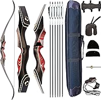 PMZ 60" Takedown Recurve Bow and Arrow Set - Professional Right Hand Hunting Kit, Adjustable 20-60 lbs for Beginners to Advanced Archers
