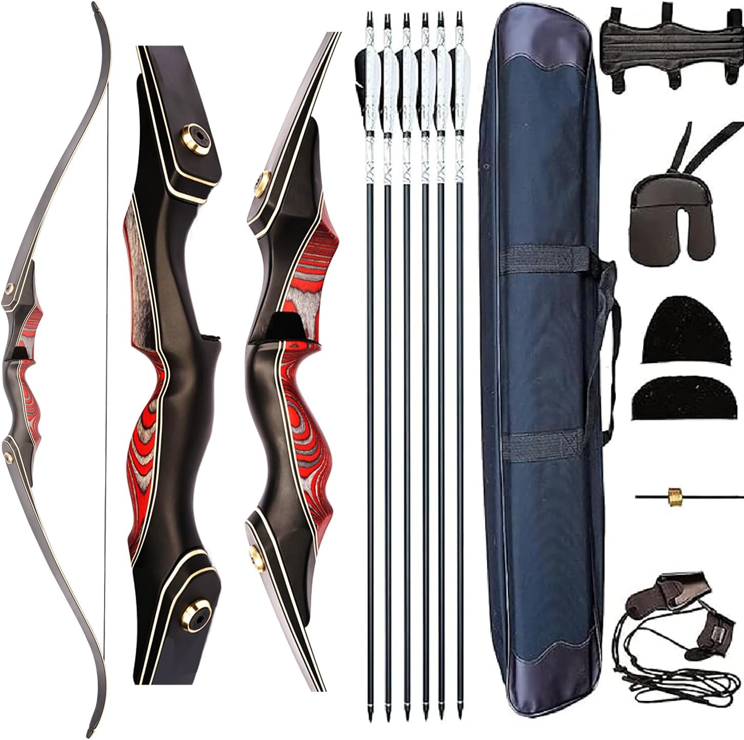 Recurve Bow and Arrow Set, Newset Professional Aldults Archery Hunting Bow Kit, 60'' Wooden Takedown Bow, for Youth Beginners to Advanced Outdoor Practice & Hunting, Right Hand, 20-60 lbs