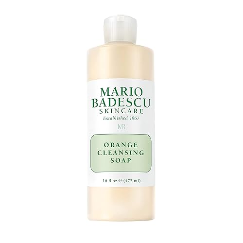 Mario Badescu Jabón limpiador de naranja - Crema limpiador facial y exfoliante enriquecido con AHA - Lavado facial sin aceite para piel mixta o seca