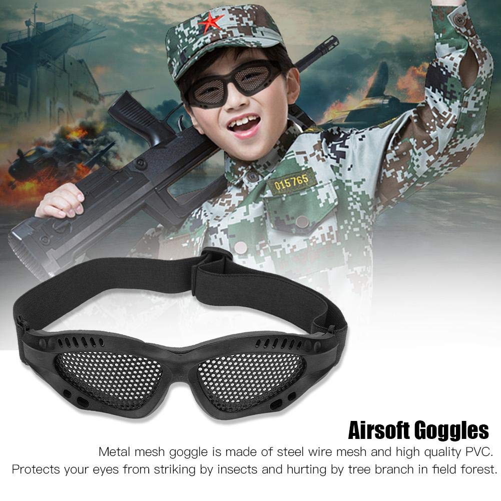 Lunettes de Protection en Maille, Lunettes de Jeu CS de Protection des Yeux Airsoft en Maille métallique avec Sangle réglable