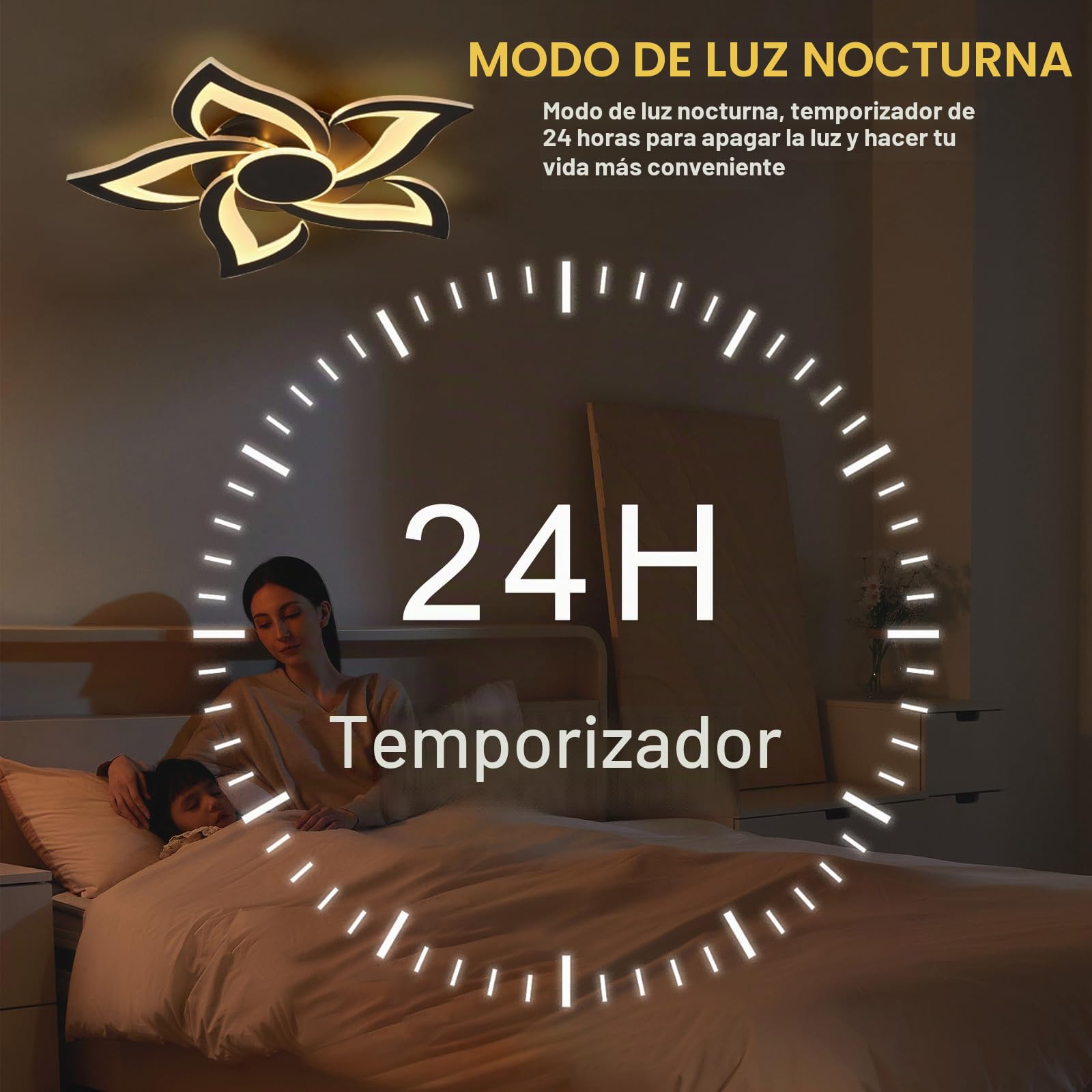Flor Lampara Techo Con Mando A Distancia APP, LED Regulable 3000K-6000K Plafones De Techo, 36W Moderna Luces Techo Con Temporizador Para Dormitorio Cocina Sala De Estar Oficina