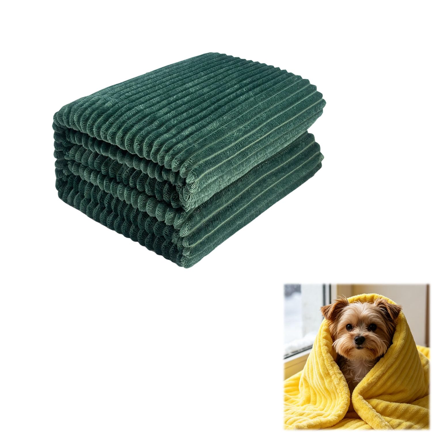 Dog Emotional Support Blanket, Yellow Dog Blanket Emotional Support, Calming Blankets for Dogs & Cats, Soft Plush Pet Throw for Crate, Sofa, Bed, Kennel & Travel (Green,120x200cm(47x79in))