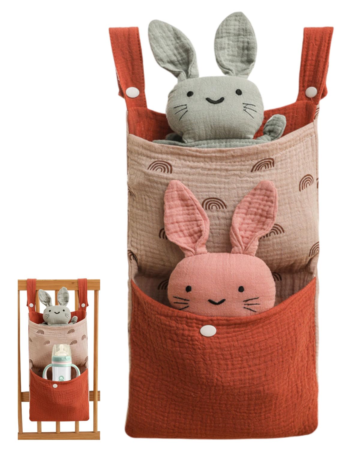 Borsa Appendere per Lettino, Borsa Portaoggetti Letto, Organizer per Cameretta dei Bambini, Tasche Portaoggetti Letto, per Letto Usato per Riporre Vestiti Pannolini Giocattoli