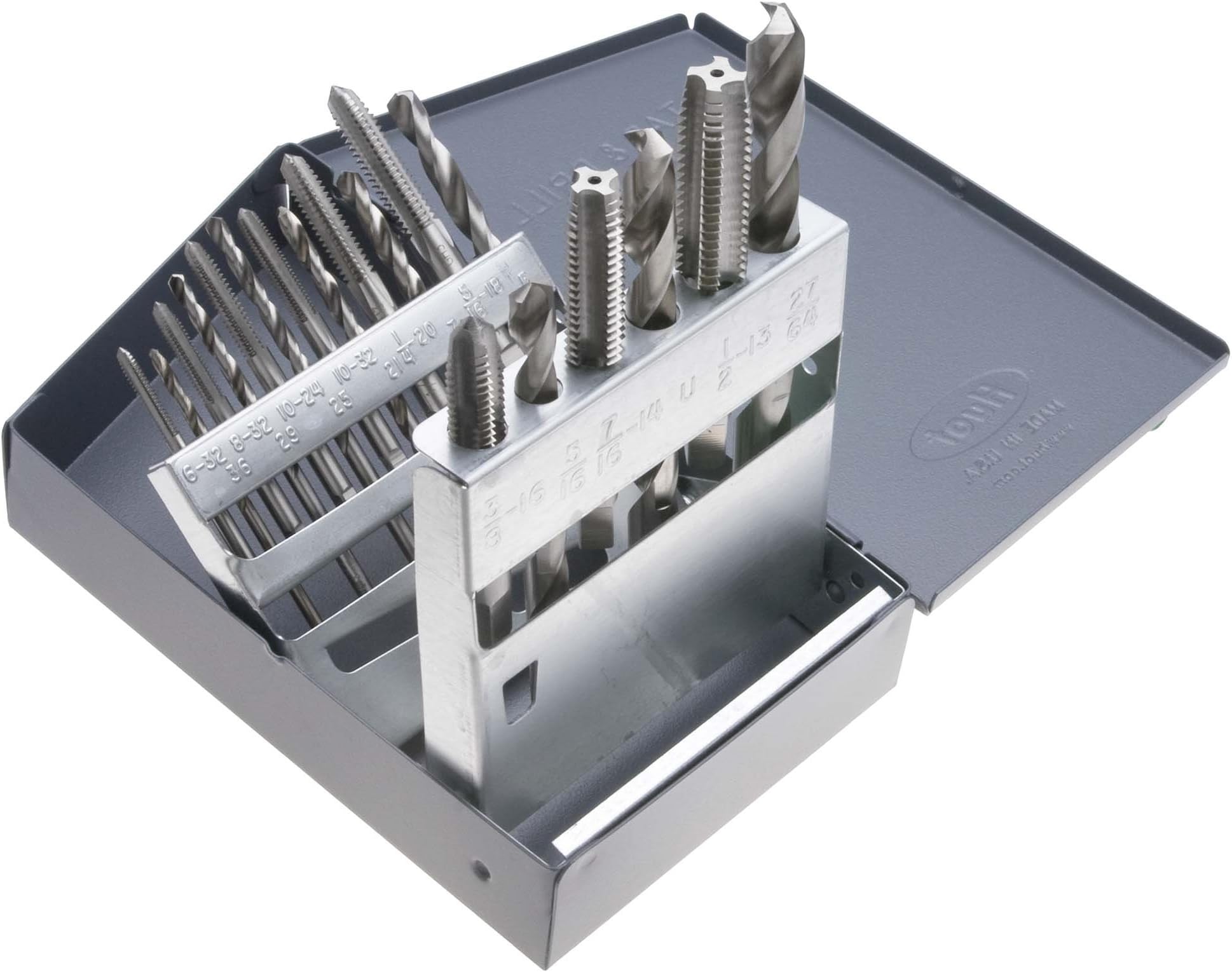 6-32 to 1/2-13 Coarse Thread HS Tap and Drill Set in metal case -9 taps and 9 drills