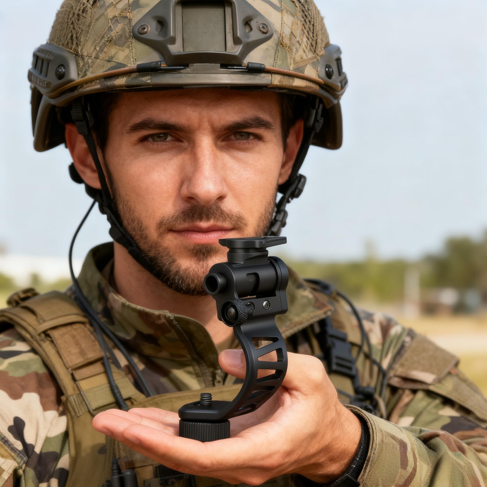 Wokyo PVS-14 - Soporte de brazo en J de cola de milano, soporte de casco NVG de aleación de aluminio para gafas de visión nocturna de un solo tubo para monturas L4G24, soporte de casco táctico militar