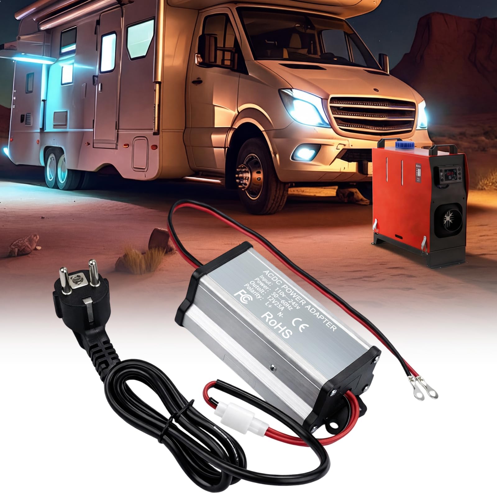 Przetwornica napięcia 230 V na 12 V, adapter zasilający, transformator do ogrzewania powietrza 5 kW 8 kW All-in-One, przekładnik prądu AC 230 V na DC 12 V do przyczep kempingowych, przyczep