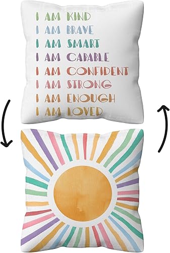 Fundas de almohada bohemias, decoración bohemia para aula, fundas de almohada decorativas reversibles para niños de 18 x 18 pulgadas, fundas de