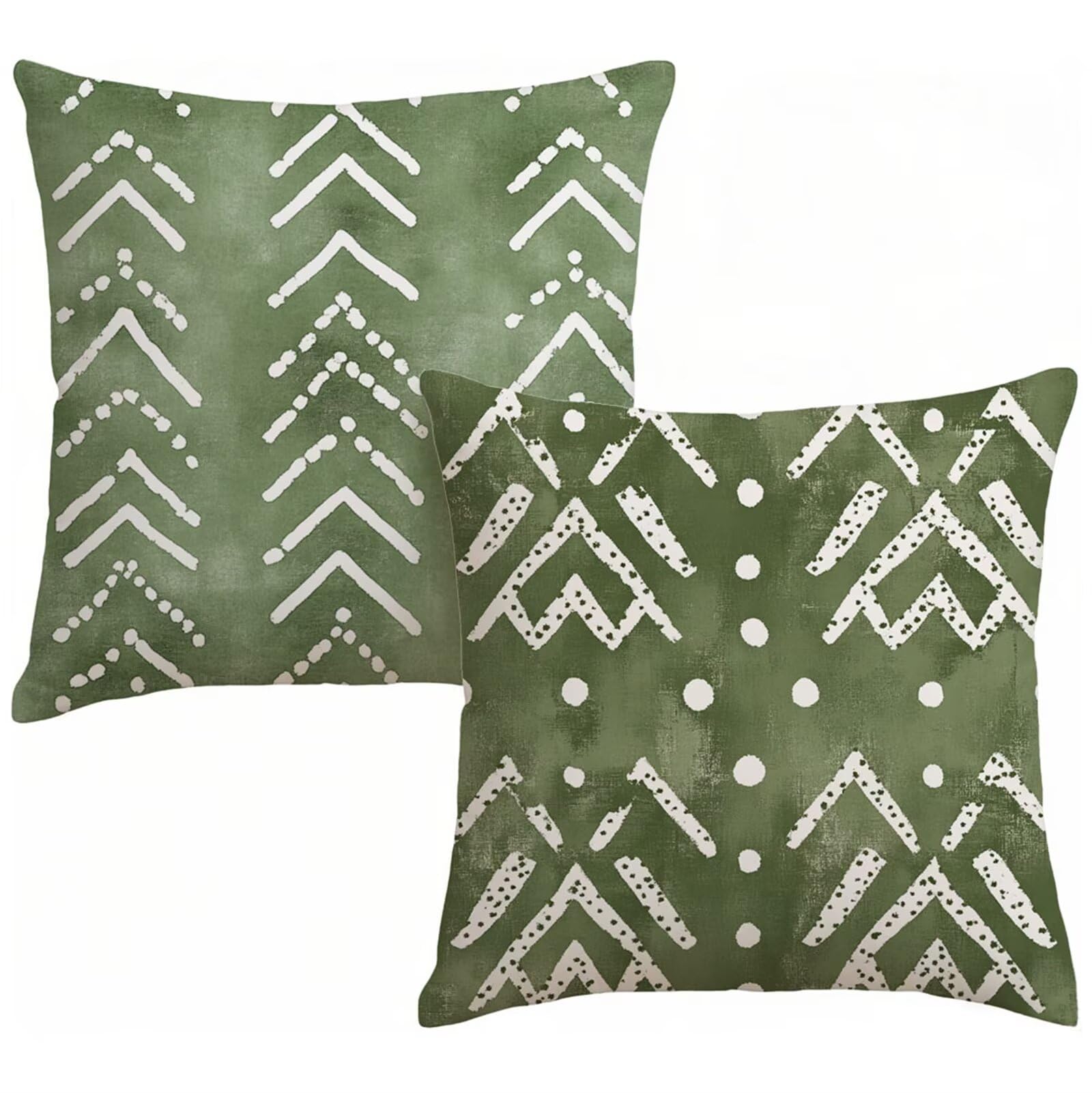 Housse de coussin 70x70 lot de 2 vert imperméable taie oreiller canapé jardin