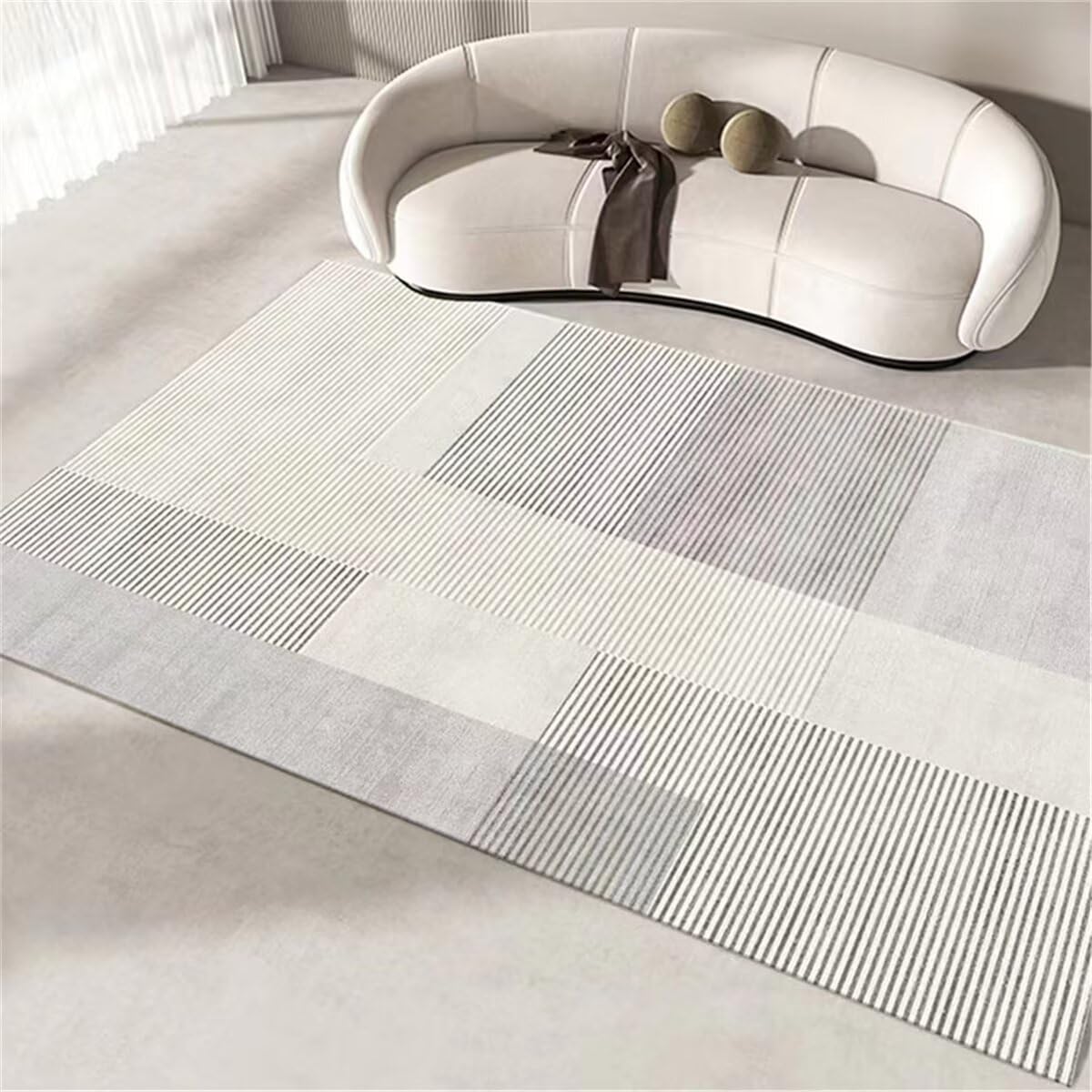 Le Tapis De Salon pour Chambre Fille Tapis de Chambre à Coucher géométrique Gris Anti-salissure Durable Tapis Anti Derapant 140X200CM