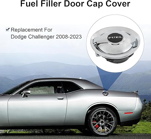 Vista 16 de CARMOCAR Repuesto negro mate para puerta de gas combustible Vapor Edition para puerta de llenado de combustible Dodge Challenger 2008-2023 68250120AA