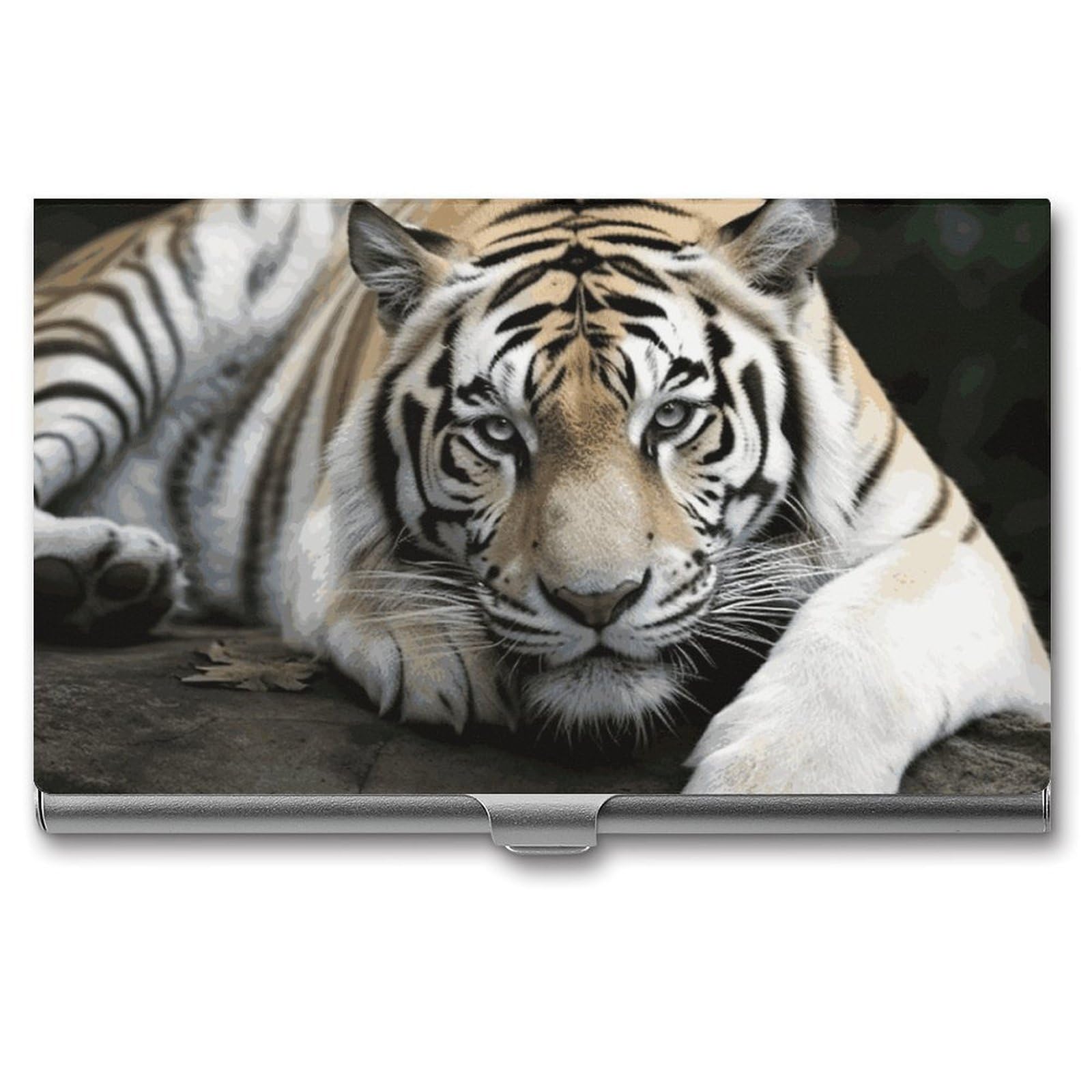 JTREHY Tiger Lie On Rock Business Card Case Convenient to Carry Business Card Dispenser Durable Not Prone to Wear And Tear Business Card Holder for Men & Women