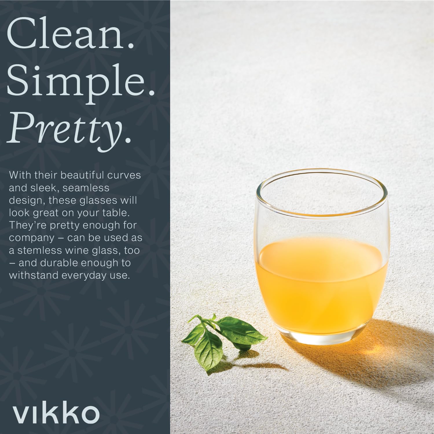Vikko Vasos de 8.2 onzas | Vidrio grueso y duradero - Para agua, jugo, refrescos o vino - Apto para lavavajillas - Juego de doce vasos pequeños de vidrio transparente - 2.9 pulgadas de diámetro x 3.2