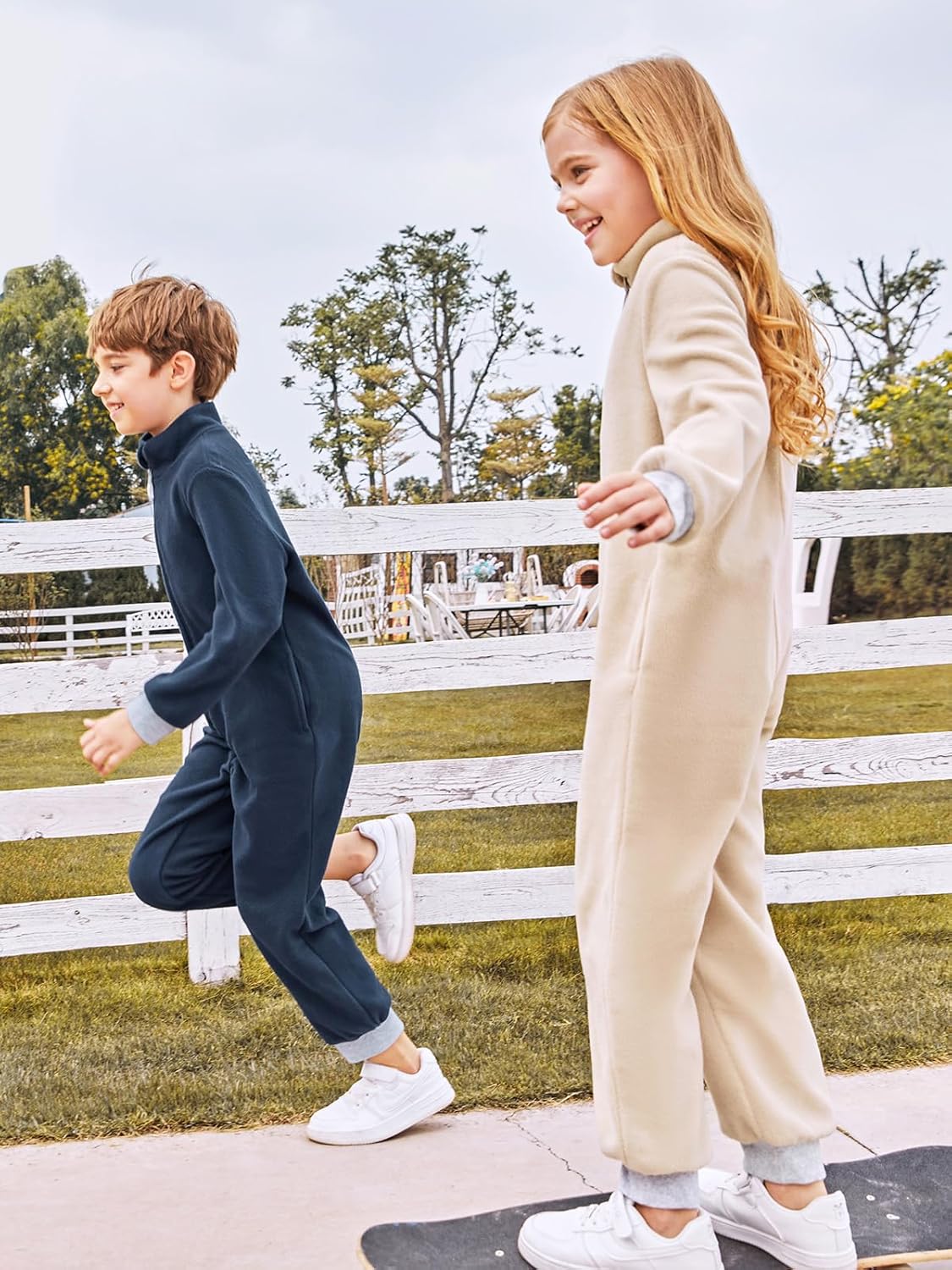 Haloumoning Unisex Kids Fleece Jumpsuits for Boys Girls Zip Up Long Sleeve Rompers One Piece Sweatsuit Outfits - Image 4