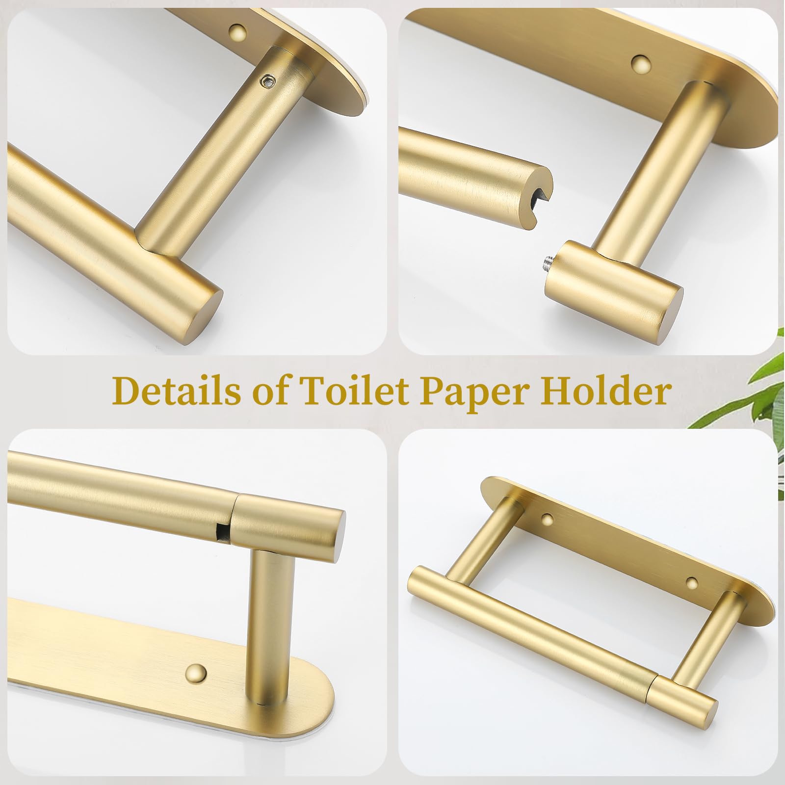 Brushed Gold Toilet Roll Paper Holder Wall Mount for Bathroom — Amazon image 5