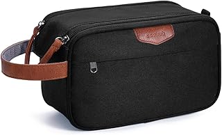 ECOHUB Wash Bag for Men, Water-Resistant Travel Toiletry Bag with Wet Pocket, Wide-Open Dual Zipper Dopp Kit Shaving Bag Fit Full Size Toiletries, Recycled Cosmetic Makeup Organizer Bag, Black