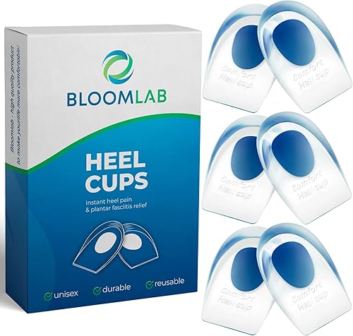 Miniatura 1 de BloomLab Almohadillas de gel para el talón, 6 taloneras para dolor de talón, para fascitis plantar, espolones óseos, protectores de dolor de pies