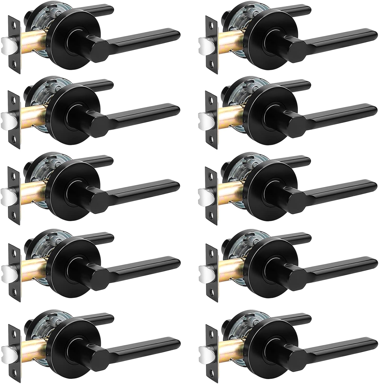 Probrico Passage Door Levers Interior Door Handles Black Finish, Heavy