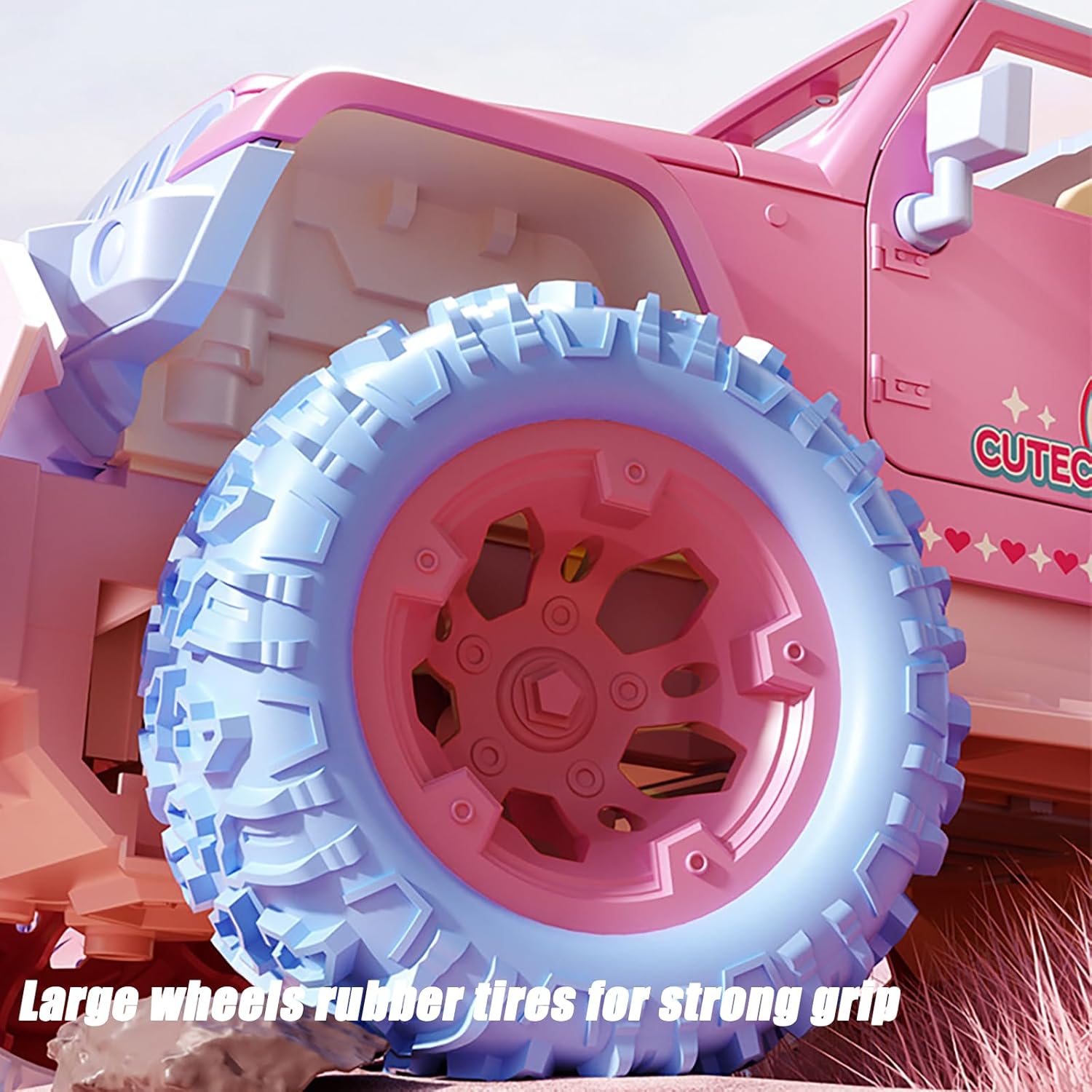 1:18 Scale Pink Remote Control Car, 2.4Ghz Off Road RC Truck with LED Lights, All Terrain Toy Car for Teens Toys Birthday Xmas