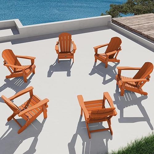 Vista 17 de SERWALL - Silla plegable Adirondack para patio, jardín, exterior, resistente a la intemperie, sillas para hoguera, color naranja Albaricoque