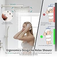 Vista 5 de SR SUN RISE Juego de grifo de ducha cuadrado para baño, cabezal de ducha de lluvia con rociador de mano montado en la pared, accesorios de ducha