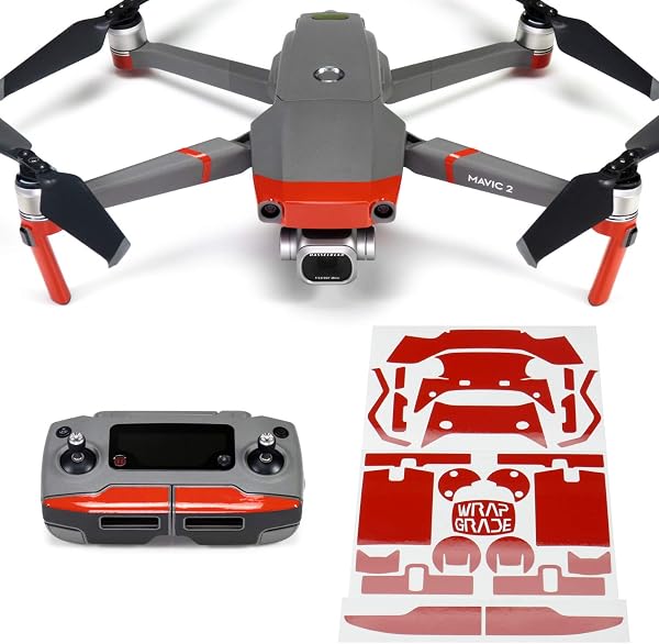 WRAPGRADEl Color Acento Skin Compatible con dji Mavic 2 (Super Red) - 1