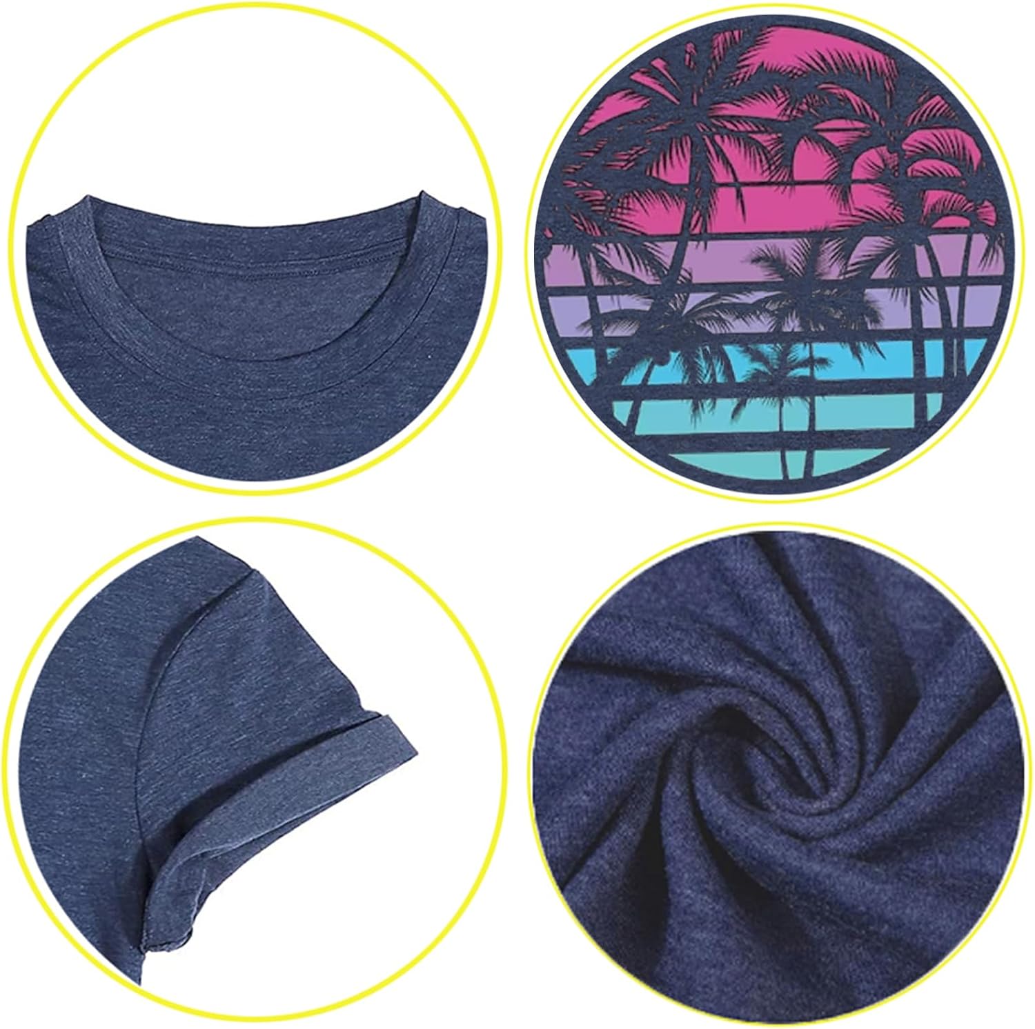 Hawaiian Shirts for Women Palm Trees Graphic Tees Summer Beach Vacation Tops Short Sleeve Casual Tshirt - Image 5